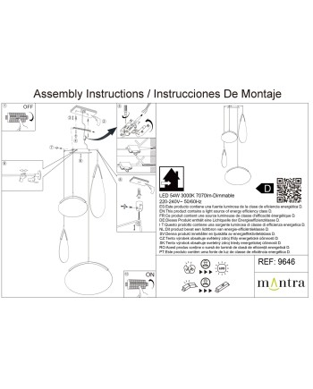 OASIS * LAMPARA LED 54W ORO - 4 COLGANTES - DIMABLE TRIAC